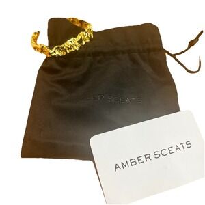 Amber Sceats Emery Cuff Bracelet 24k Gold Plated New With Bag Textured